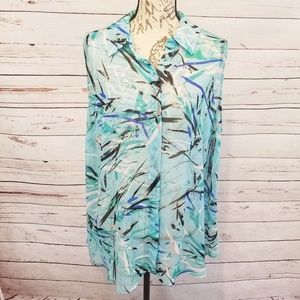 Lane Bryant Sheer Sleeveless Button Down Blouse 22